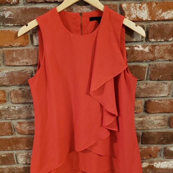 Kenneth Cole Red Flowy Cross Ruffle Tank Top Size S - Picture 1 of 6